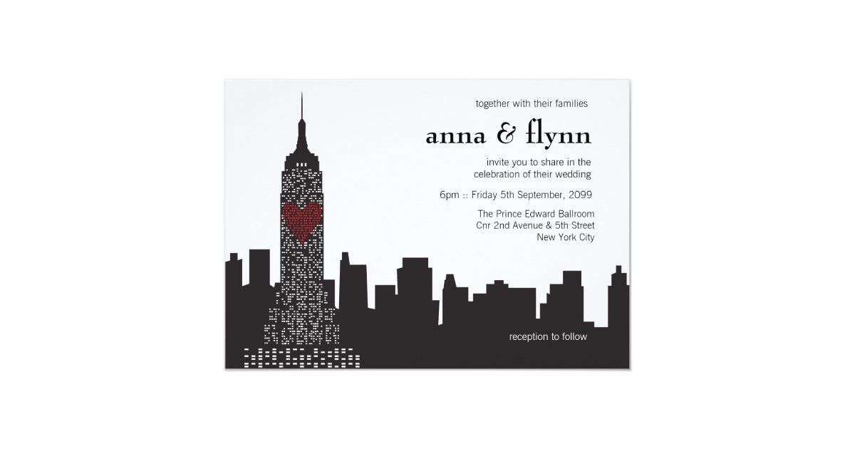 New York City Skyline Cityscape Wedding Invitation Zazzle