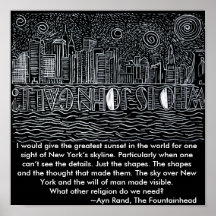 New York City Skyline Crying Out Who Is John Galt? Posters