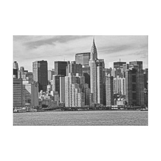 New York City Skyline From the East River B&W Canvas Prints