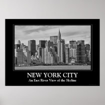 New York City Skyline From the East River B&W