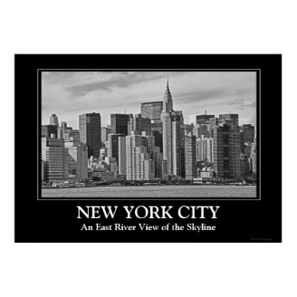 New York City Skyline From the East River B&W Posters