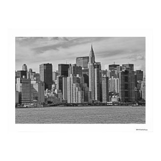 New York City Skyline From the East River B&W Posters