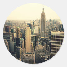 New York City Skyline Round Sticker