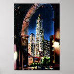 New York City Through the Arch at Night Poster