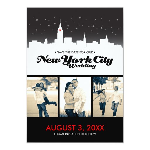 New York City Wedding Save-the-date 5x7 Paper Invitation Card Zazzle