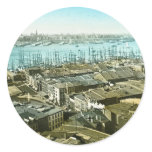 New York City Wharves 1875 Magic Lantern Slide Round Stickers