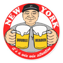 NEW YORK DOUBLE HEADER ROUND STICKER