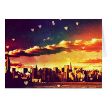 New York Fairy Tale - Skyline Hearts Greeting Cards