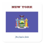 NEW YORK FLAG AND MOTTO SQUARE STICKERS