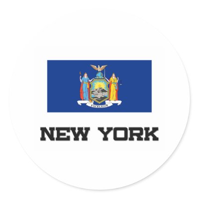 New York Flag Round Sticker by tshirtshirts
