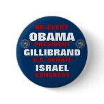 New York for Obama Gillibrand Israel Pinback Buttons