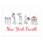 New York Fourth NYC Patriotic July 4th Postcard