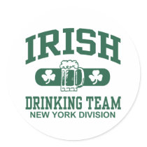 New York Irish Drinking Team Round Sticker