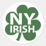 New York Irish Shamrock Round Sticker