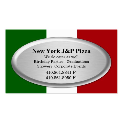 New York J And P Pizza - NEW Business Card Template (back side)
