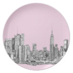New York light pink Party Plate