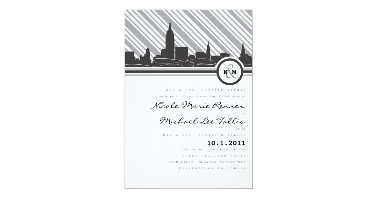 New York Monogram Wedding Invitation Zazzle