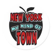New York My Kind Of Town With Big Apple Round Stickers
