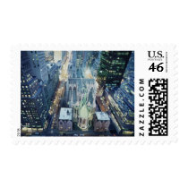 "New York Nightlights" Watercolor Art postage by PaulJacksonart "New York Nightlights" Watercolor Art postage