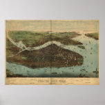 New York NY 1905 Antique Panoramic Map posters