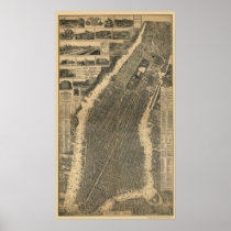 New York, NY Panoramic Map - 1879 Print