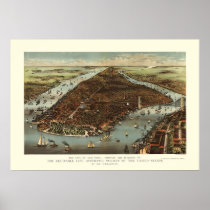 New York, NY Panoramic Map - 1883 Print