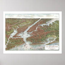 New York, NY Panoramic Map - 1907 Poster