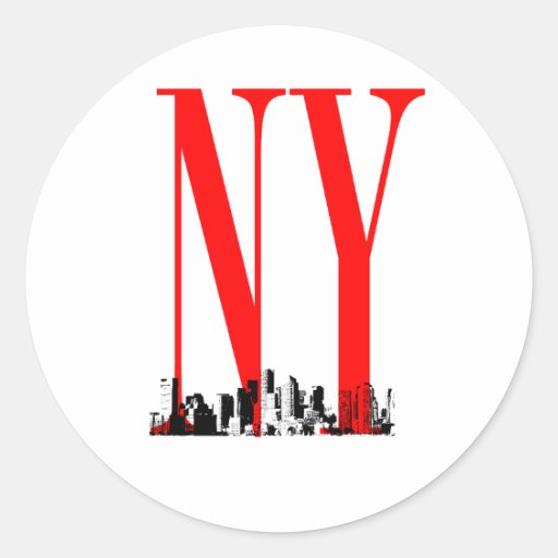 New York NY Skyline Logo Design Classic Round Sticker | Zazzle