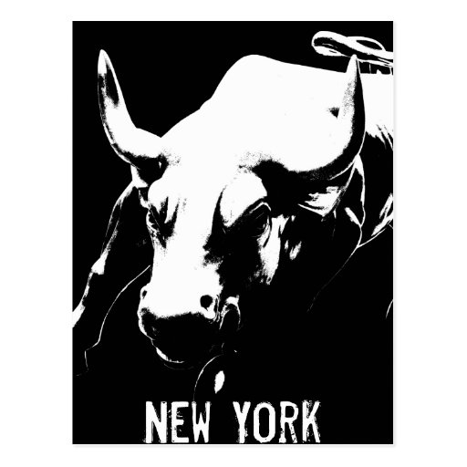New York Postcard Bull Statue NYC Souvenir Card