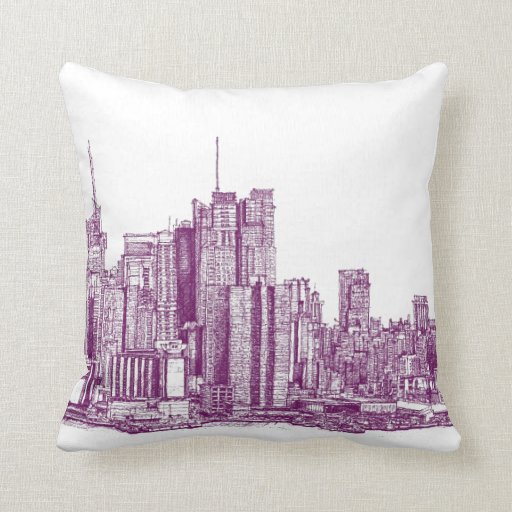New York purple Throw Pillows Zazzle