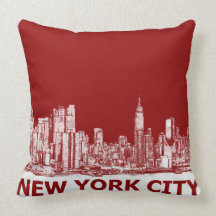 New York red maroon Pillow
