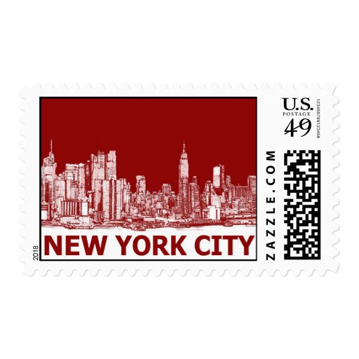 New York red maroon Postage Stamps Zazzle