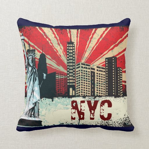 new york retro throw pillow Zazzle