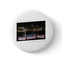 New York Skyline at Night Empire State Buttons
