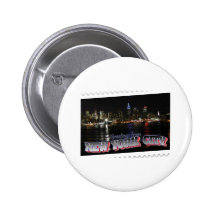 New York Skyline at Night Empire State Buttons