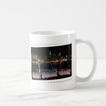 New York Skyline at Night Empire State Coffee Mugs