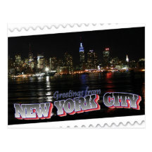 New York Skyline at Night Empire State Post Cards