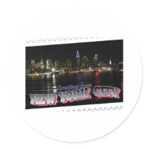New York Skyline at Night Empire State Round Sticker