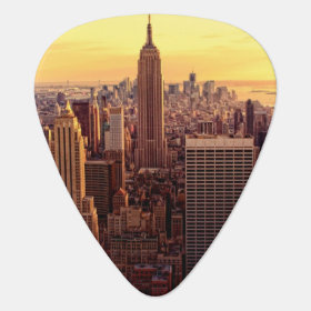 New York skyline city with Empire State Guitar Pick