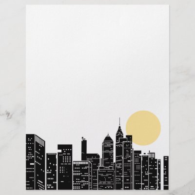 new york skyline pictures black and white. New York Skyline Letterhead by