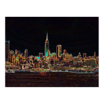 New York Skyline Neon Poster posters