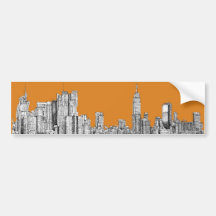 New York skyline orange Bumper Sticker
