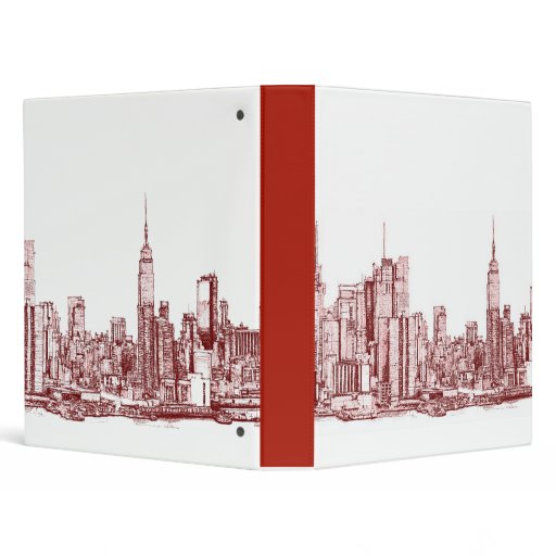 New York skyline red drawing Binder Zazzle