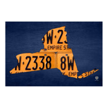 New York State License Plate Map Canvas Print posters