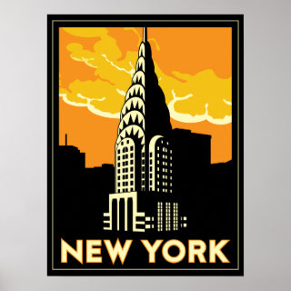 new york united states usa vintage retro travel print