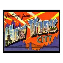 New York Vintage Greetings Postcard