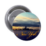New York Waterfront Sunset Button
