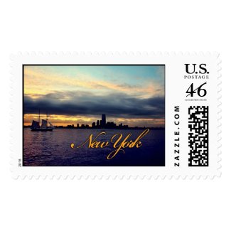 New York Waterfront Sunset Postage stamp