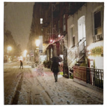 New York Winter - Snow on the Lower East Side Cloth Napkins