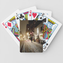 New York Winter - Snow on the Lower East Side Bicycle Playing Cards